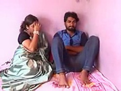 Satin silk saree aunty amour